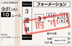 【3連単的中馬券】白山大賞典